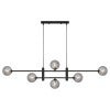 Tyson Glass & Iron Pendant Light, Black / Smoke