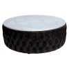 Roxana Aluminium & Tufted Leather Round Coffee Table, 126cm