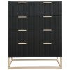 Harlington Wooden 4 Drawer Tallboy, Black