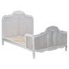 Rocad Oak Timber & Rattan French Sleigh Bed, King, Distressed Antique White