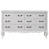 Rocad Oak Timber French 6 Drawer Dresser, Distressed Antique White
