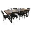 Delray Reclaimed Pine Timber & Metal 9 Piece Dining Table Set, 240cm