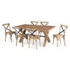 Aberdeen Elm Timber 7 Piece Trestle Dining Table Set, 190cm