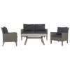 Gheorghe 4 Piece Wicker Outdoor Sofa Set, White Coffee Table Top
