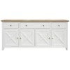 Seaton Acacia Timber 4 Door 3 Drawer Buffet Table, 180cm