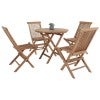Zalto 5 Piece Teak Timber Outdoor Folding Round Dining Table & Chair Set, 80cm