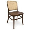 Aubres Commercial Grade Beech Timber & Rattan Dining Chair, Timber Seat, Walnut