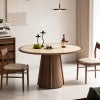 Haus Sintered Stone Top American Walnut Timber Round Dining Table, 110cm