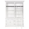 Ampuis 2-Bay Birch Timber Library Bookcase with Ladder, White
