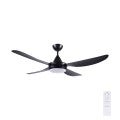 Vector Indoor / Outdoor DC Ceiling Fan with CCT Dimmable LED Light, 142cm/56'', Black