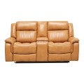 Contin Faux Leather Power Motion Recliner Home Theater Sofa, 2 Seater, Tan