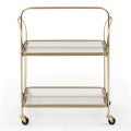 Gatsby Fluted Glass & Metal Foldable Bar Cart, Gold