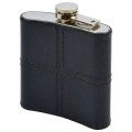 Velcho Leather & Stainless Steel Hip Flask, 175ml, Black