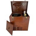 Elixiq Leather Portable Bar Trunk, Small, Tan