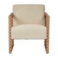 Bobbin Fabric & Oak Timber Armchair, Natural / Beige