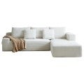 Nubo Corduroy Fabric Compressed Modular Corner Sofa, 3.5 Seater with RHF Chaise, White