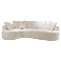Airlo Teddy Fabric Compressed Modular Curved Corner Sofa, 4 Seater with LHF Chaise, White