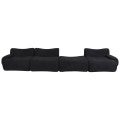 Ciro Teddy Fabric Compressed Modular Sofa, 6 Seater with Ottoman, Black