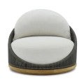 Westcott Wicker & Boucle Fabric Outdoor Swivel Sofa Chair, Basalt