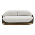 Westcott Wicker & Boucle Fabric Outdoor Sofa, 2 Seater, Basalt