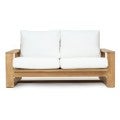 Tanoa Teak Timber Outdoor Sofa with Cushion, 2 Seater, Natural / Off White